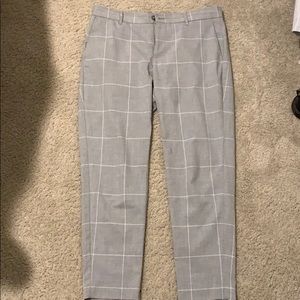 Gray and White Plaid Pants